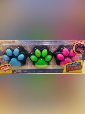 Squishy Paws 3-Pack Plush Paw Stress Toys - Blue, Green, Pink